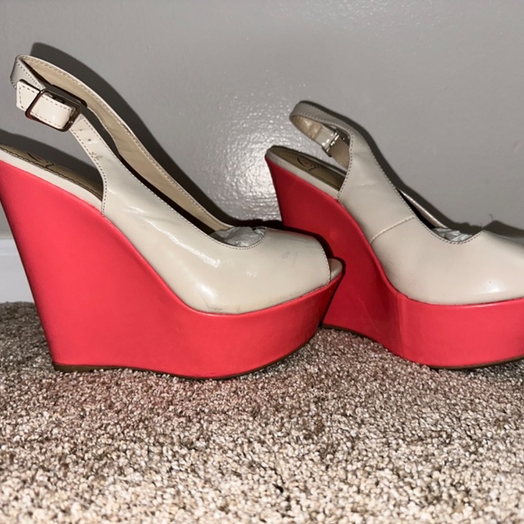 Color block peep toe wedge heels - Picture 4 of 4